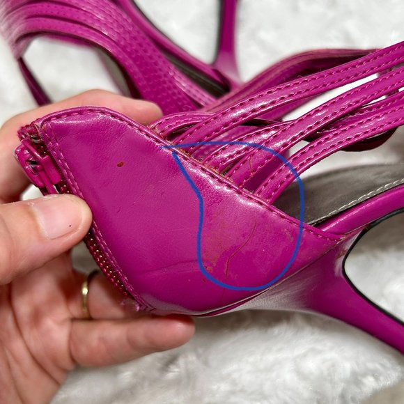 Elle Purple High Heel Open Toe Strappy Faux Leather Sandals Pumps Women's Size 7 - Picture 8 of 9